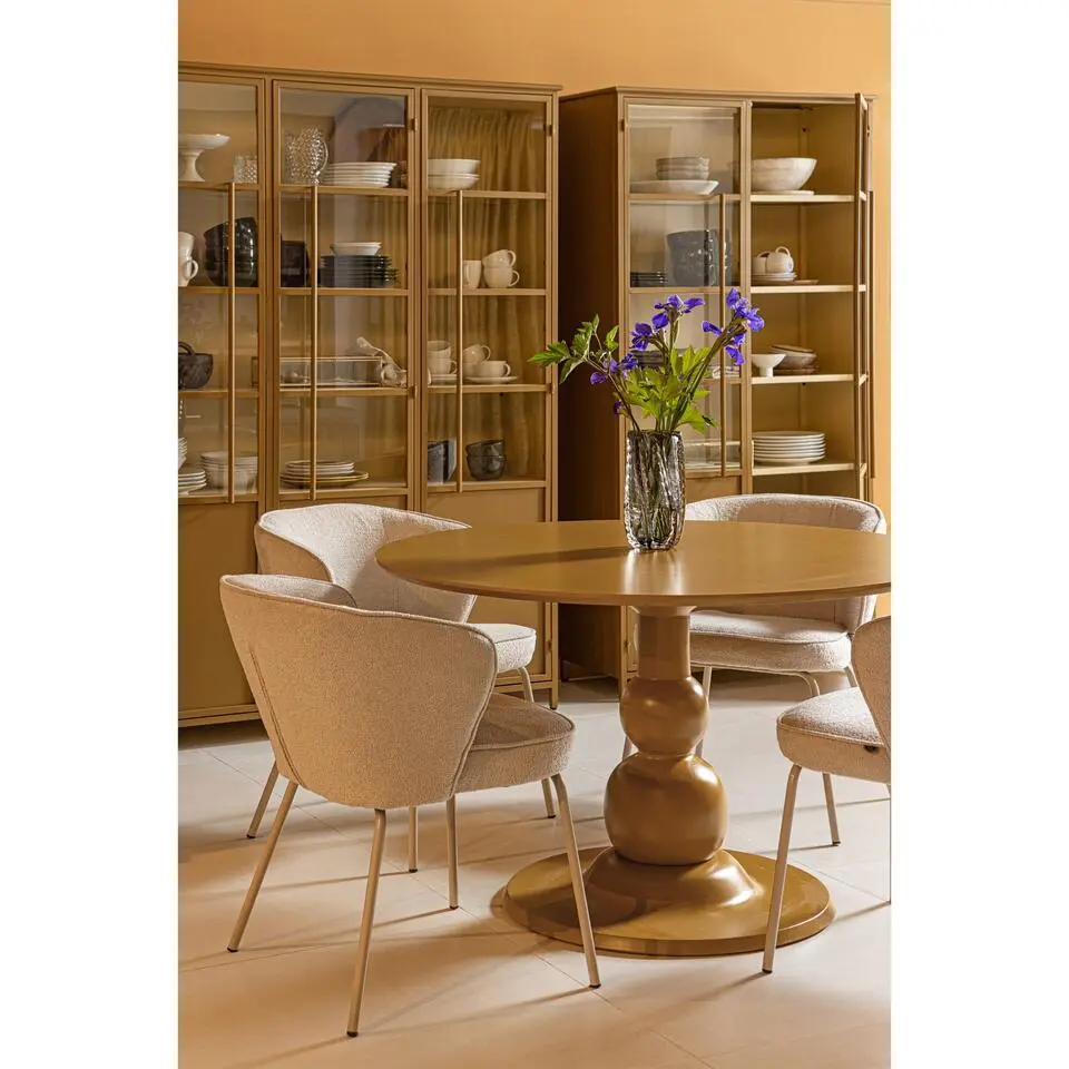 WOOOD Admit Eetkamerstoelen - Polyester - Pebble - Set van 2