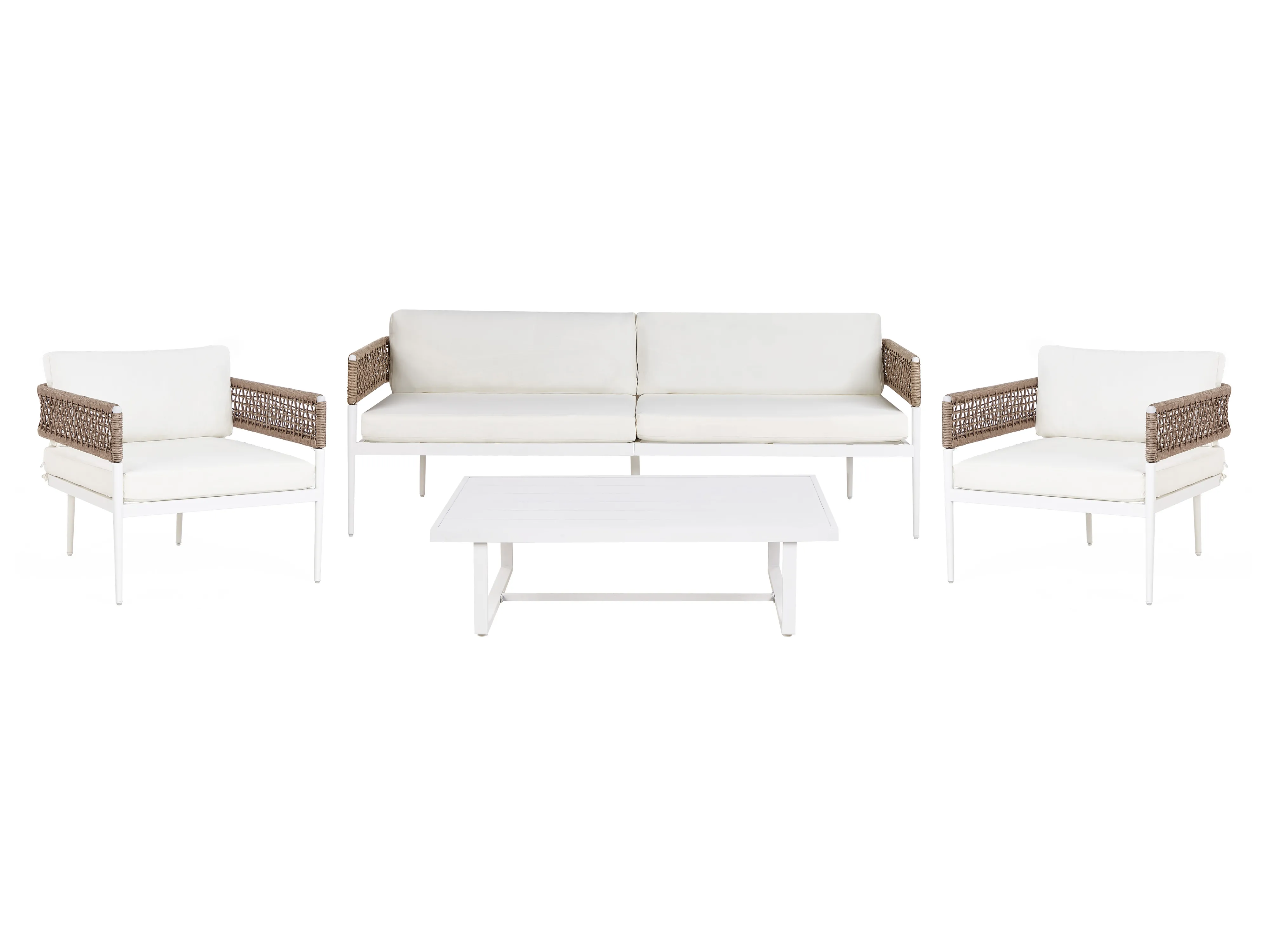 Garden Lounge Set with Table 5 Seater SERLA Metal White