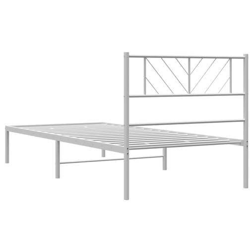 NNEVL Metal Bed Frame with Headboard White 107x203 cm