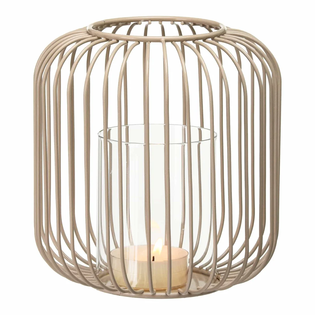 Taupe tealight holder set, 2-piece