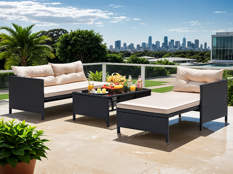 outdoor sectional  patio furniture lounge  couch rattan water resistant modern  all weather