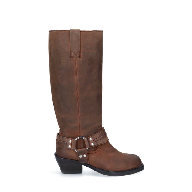 Bruine leren biker boots