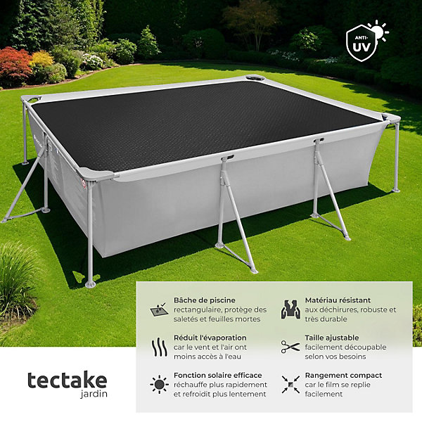Bâche de piscine Rectangulaire et Auto-flottant 400 x 600 cm noir