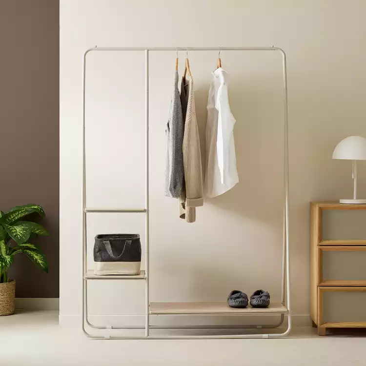 Habitat Cici Clothes Rail with Shelves - Grey