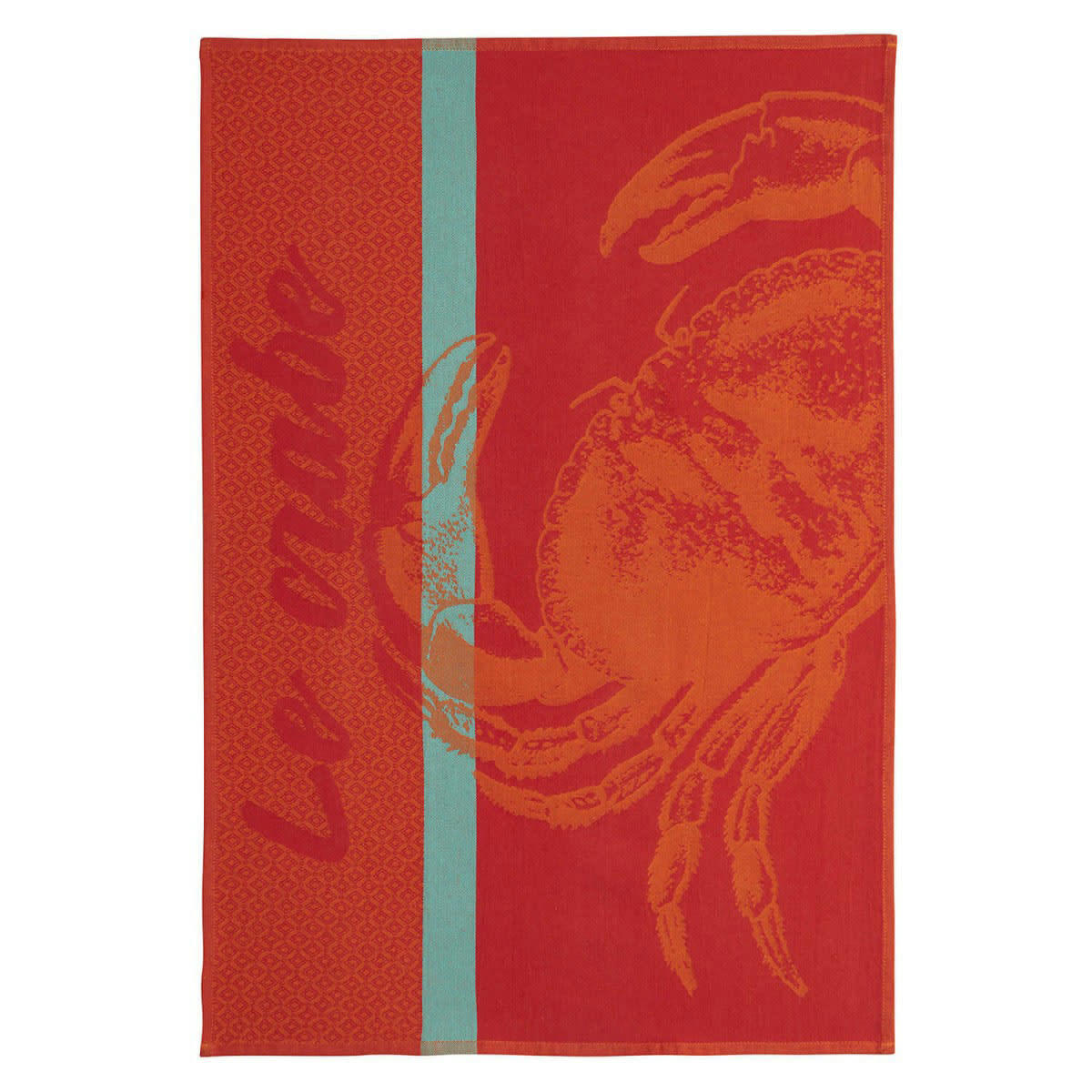 CRABE - Torchon en jacquard de coton rouge 50x75