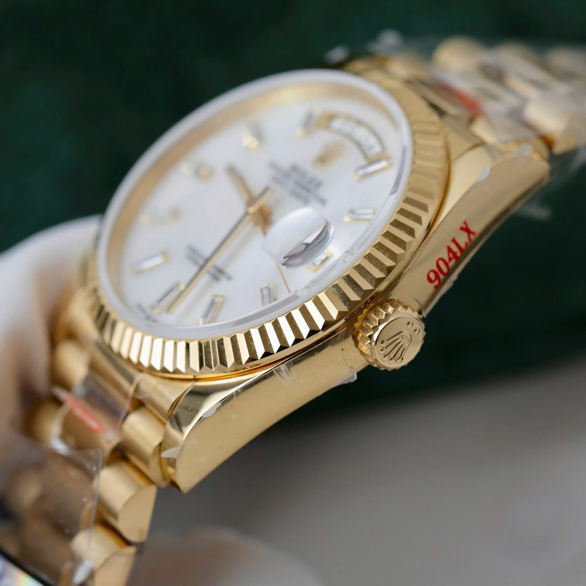 Rolex Day-Date YG Plated MOP Dial CZ Diamonds 36mm Super Clone