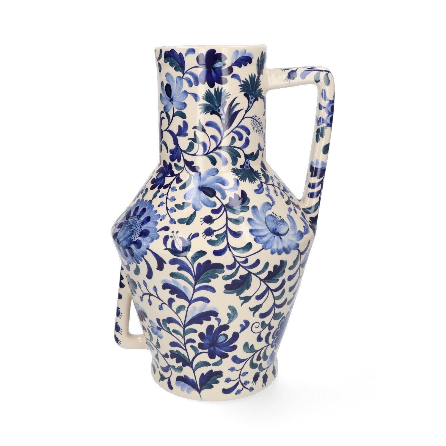 Return to Sender Vaas 45 cm Bed of Flowers Blue handgeschilderd met handvat