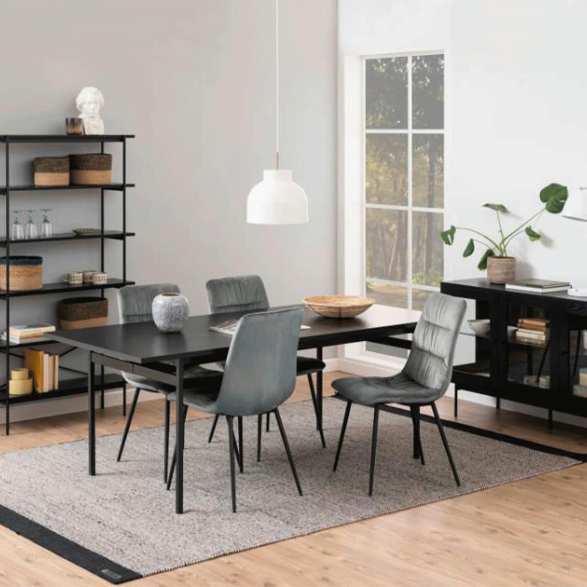 BLACK - Table à manger en bois noir 200x90cm