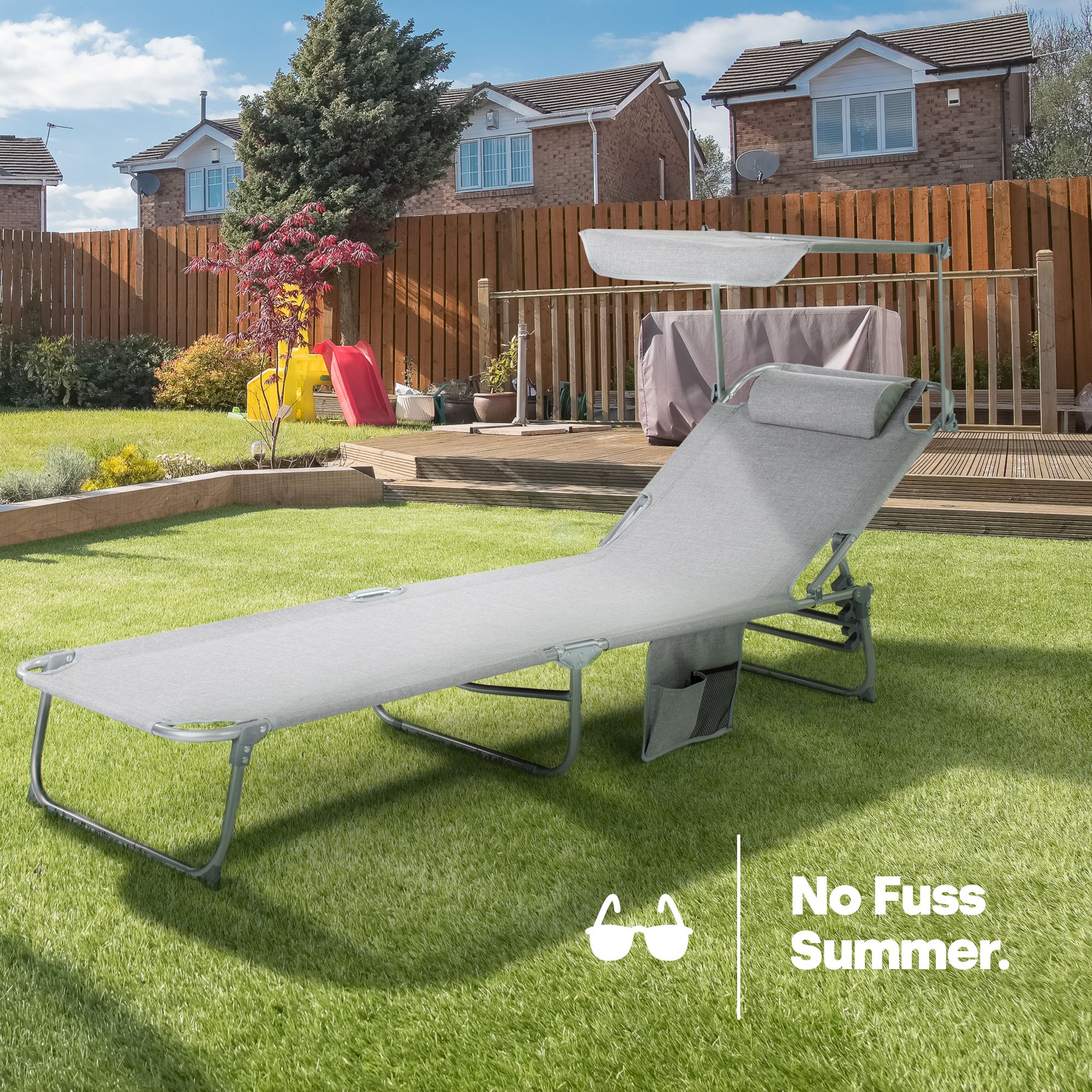 LIVIVO Foldable Reclining Sun Lounger with Adjustable Positions