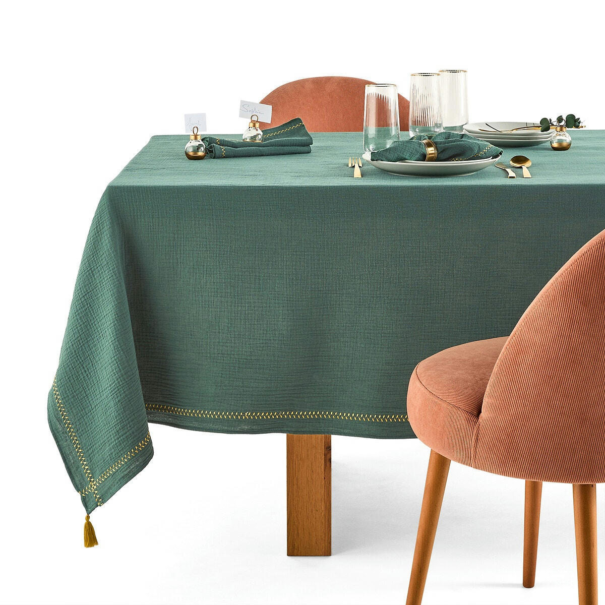 Nappe gaze de coton, Kumla brodé