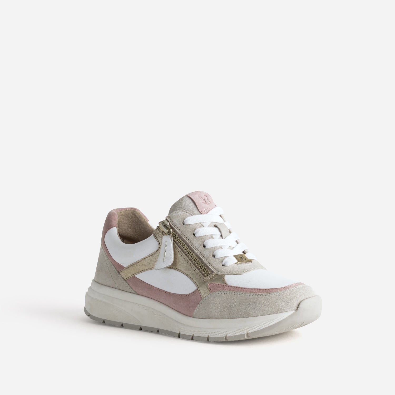 Tennis CAPRICE blanche, beige, rose, doré