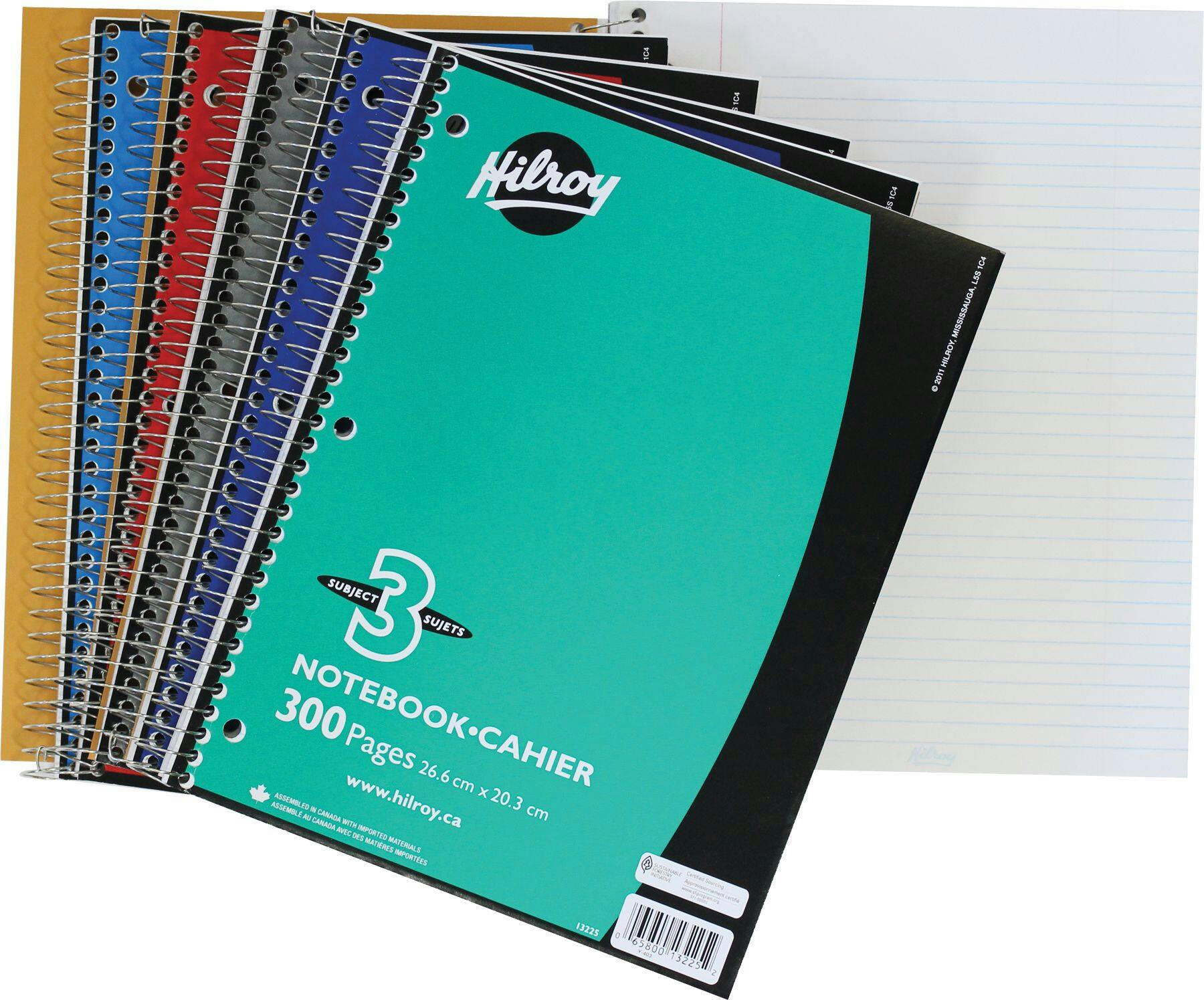 Hilroy 3-Subject Lined Paper Notebook, 300-Pages