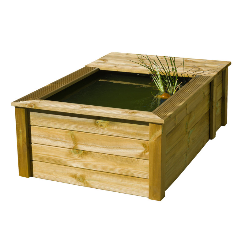 Cadre de bassin en bois Quadro Wood III avec bâche 176,4 x 117 x 57,5 cm UBBINK