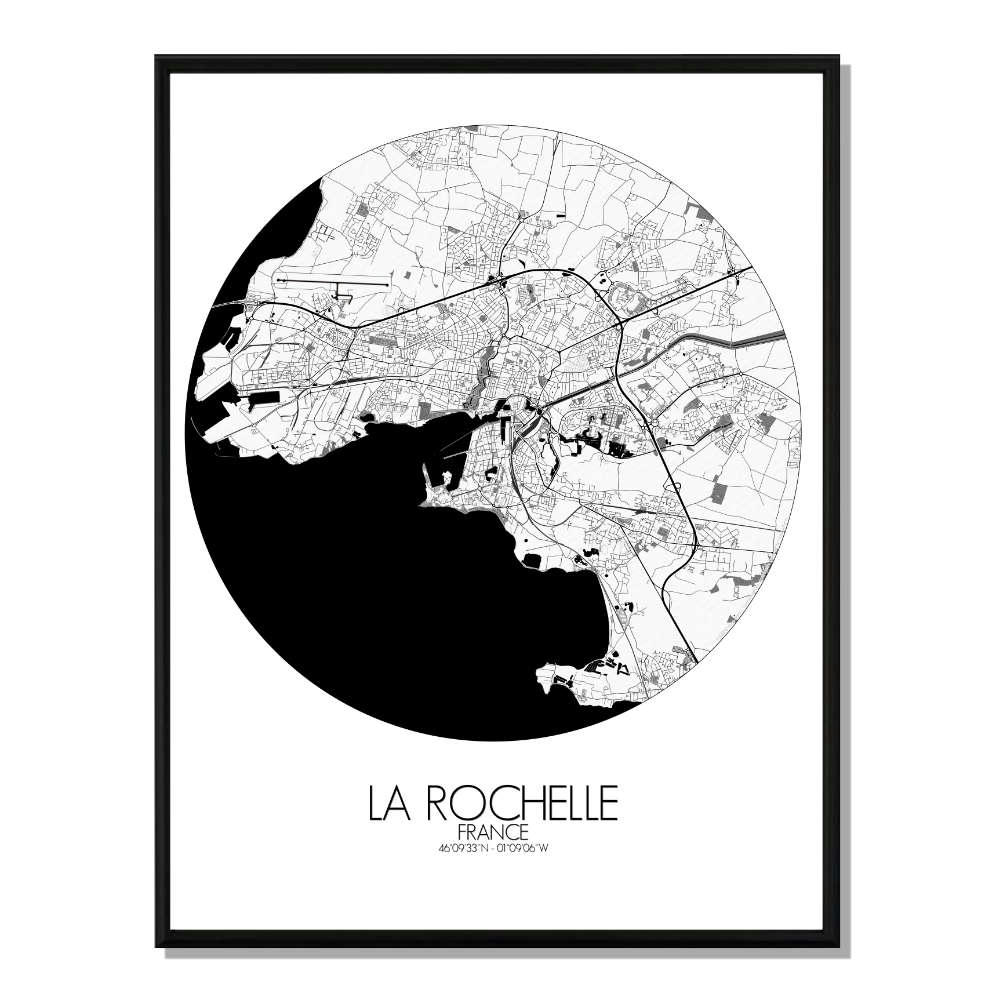 - Affiche La Rochelle Carte ronde 40x50