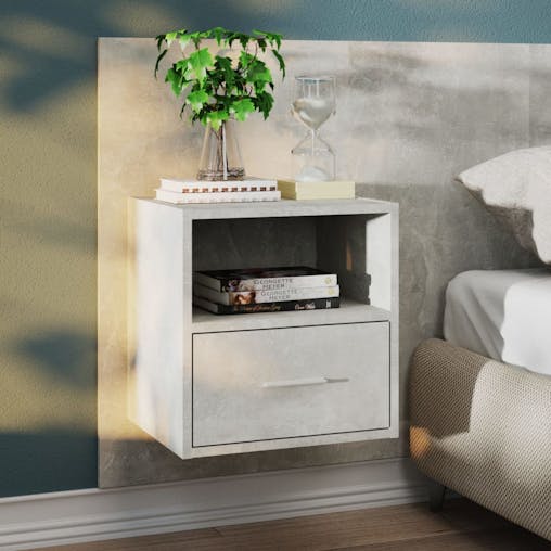 NNEVL Wall-mounted Bedside Cabinet Concrete Grey