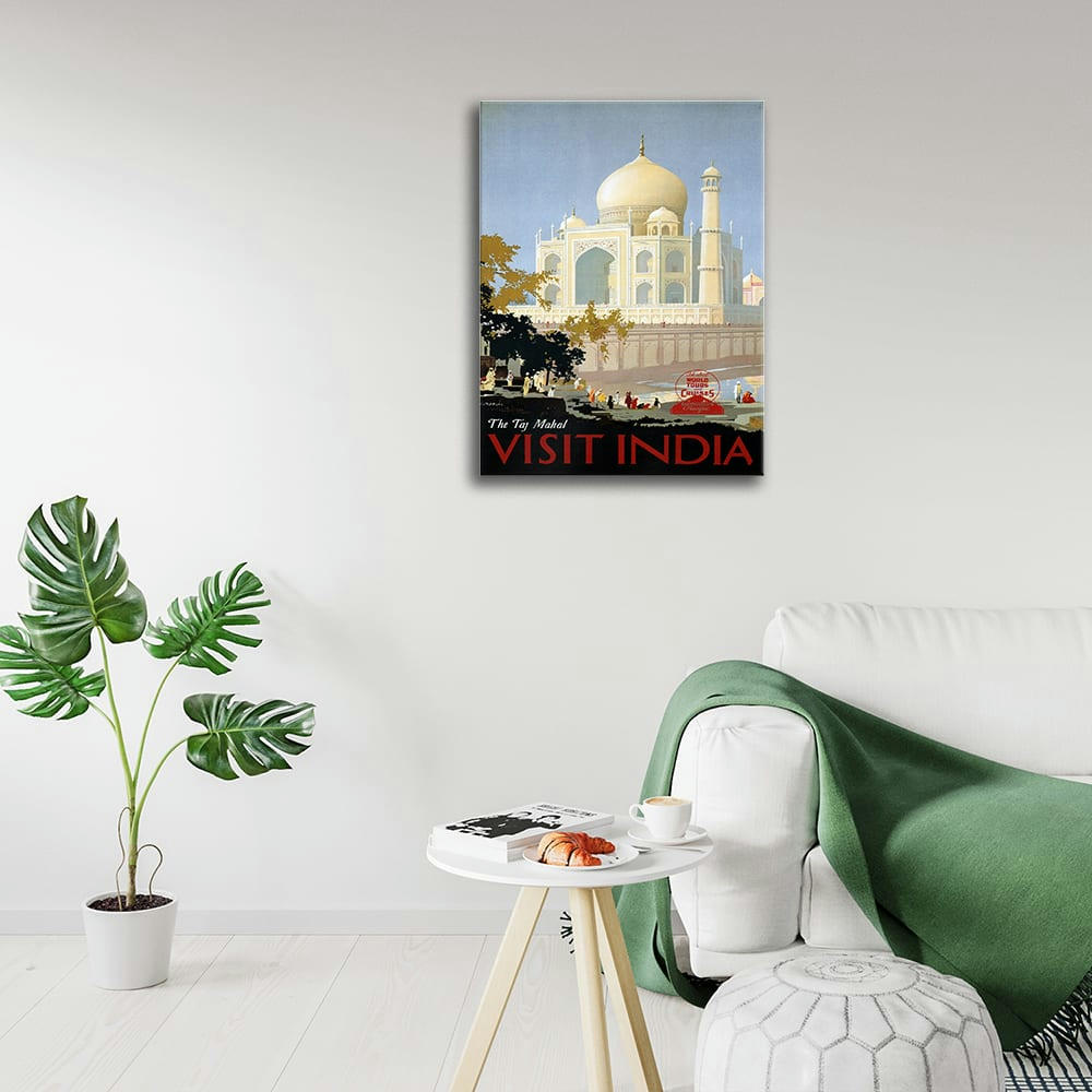 - Tableau affiche touristique vintage Visit India 50x70cm