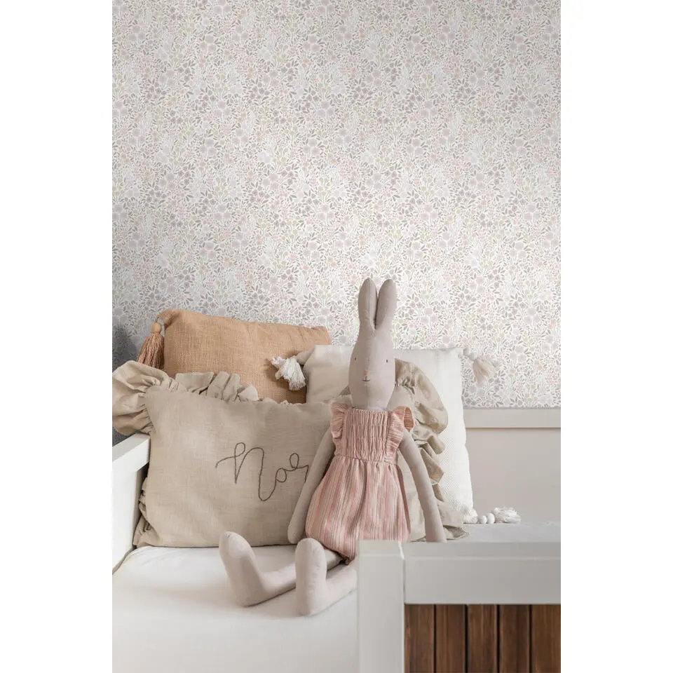 ESTAhome behang bloemetjes lila roze - 53 cm x 10.05 m