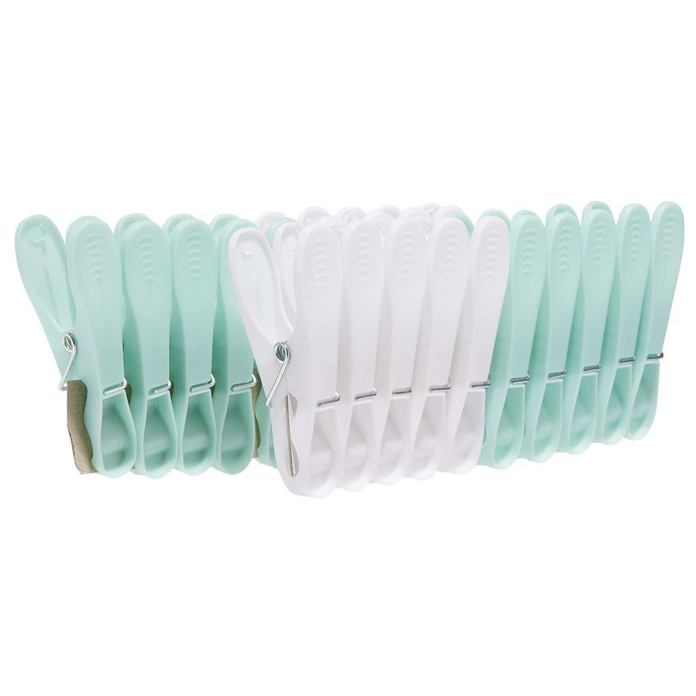 Pince à linge bleu opaque blanc x20
