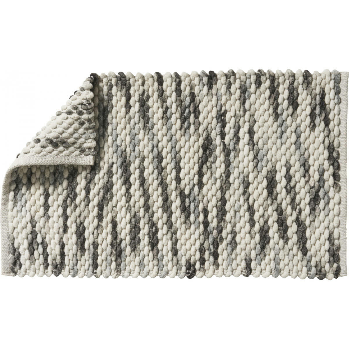 URBAN - Tapis de bain en polycoton fantaisie gris et blanc 50x80cm