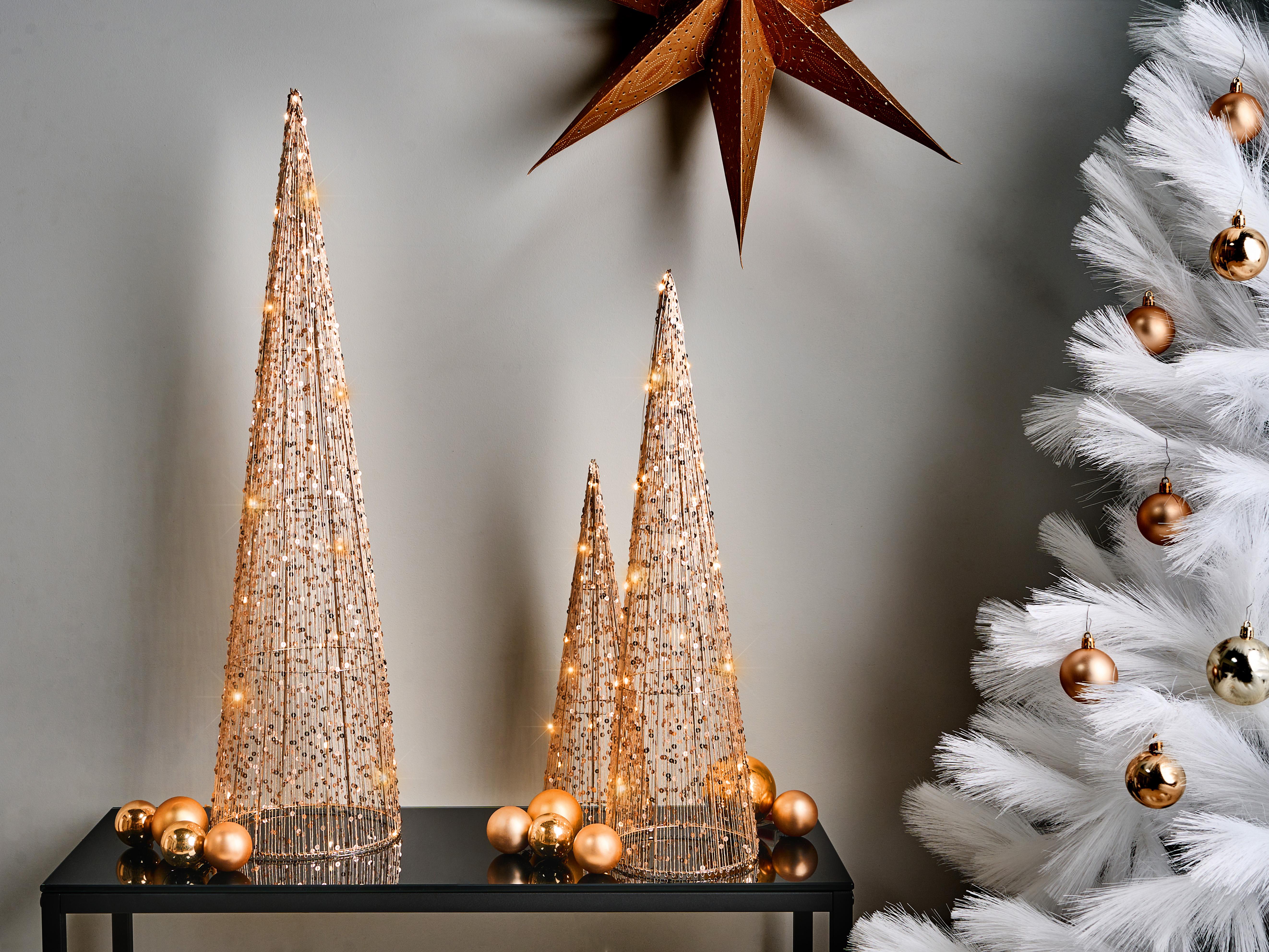 Set of 3 Christmas Decorations LED VEJLESO Christmas Tree 40/60/80 cm Gold