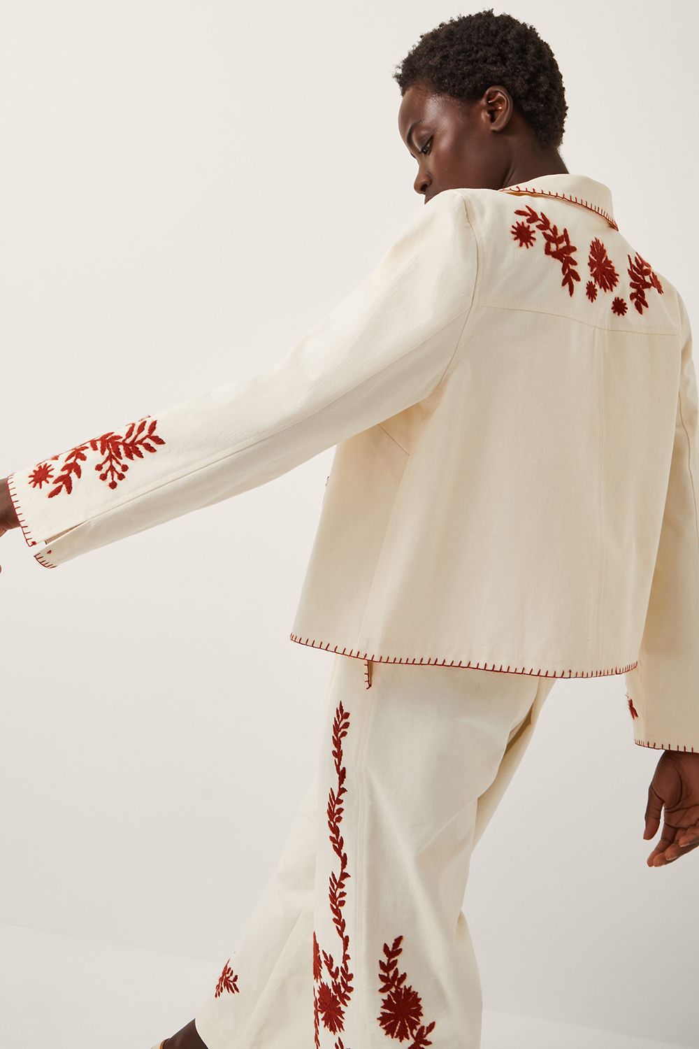 Monsoon Emilia Floral Embroidered Jacket Ivory