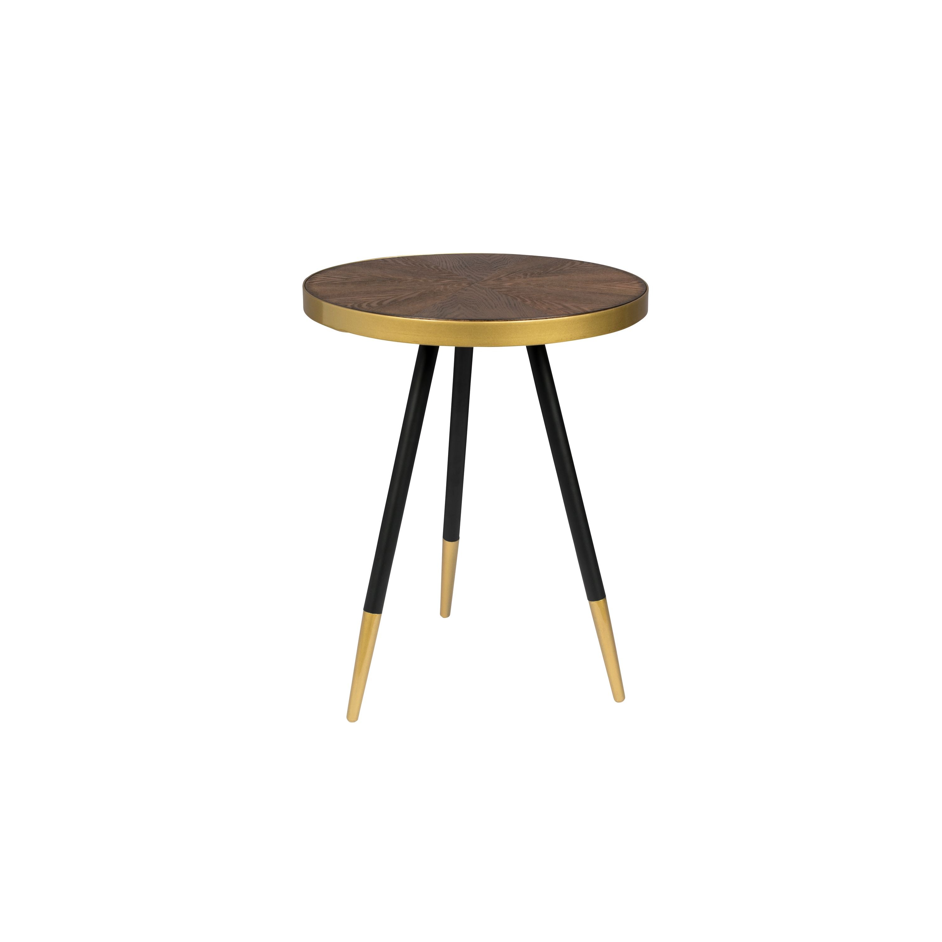 Housecraft Living Denise Bijzettafel Rond 44 cm Hout Bruin/ Goud