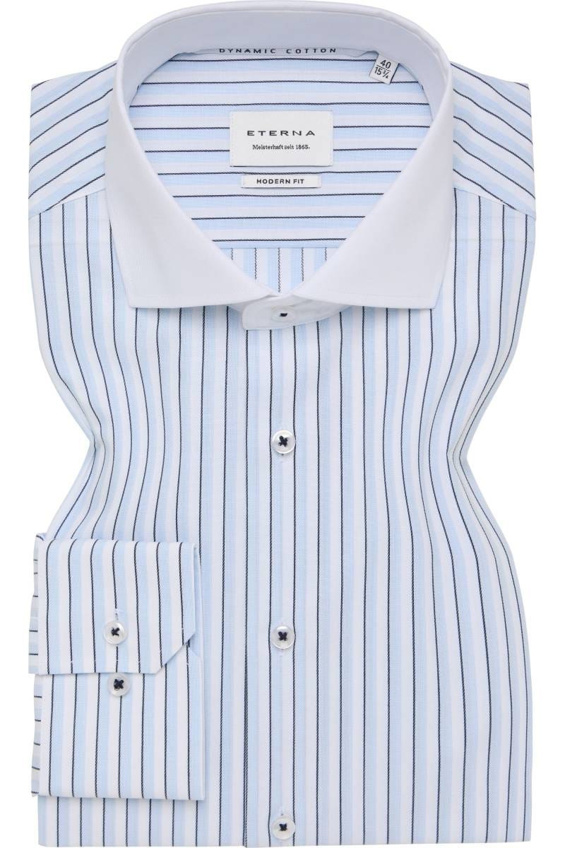 ETERNA Modern Fit Hemd blau, Gestreift