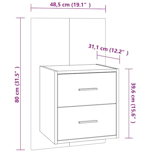 NNEVL Wall-mounted Bedside Cabinets 2 pcs Sonoma Oak