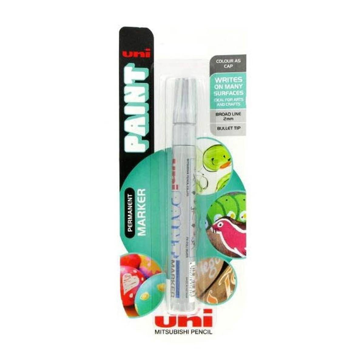 Uni Paint Silver Broad Line Bullet Tip Permanent Marker