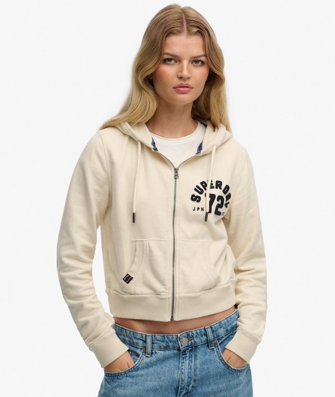 Athletic Relaxed Crop Zip Hoodie