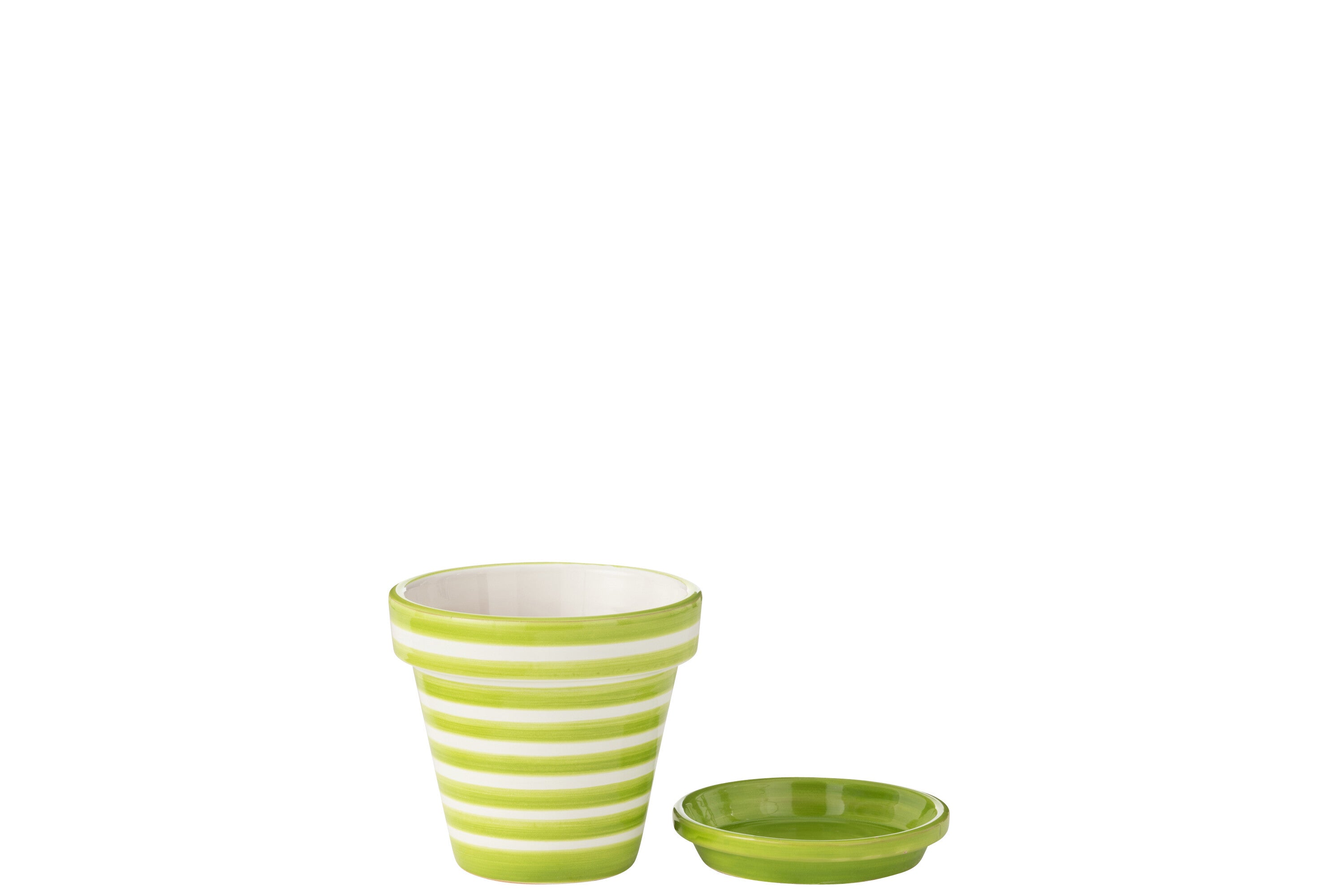 J-Line bloempot Granada Stripes Handmade + Painted - keramiek - geel -