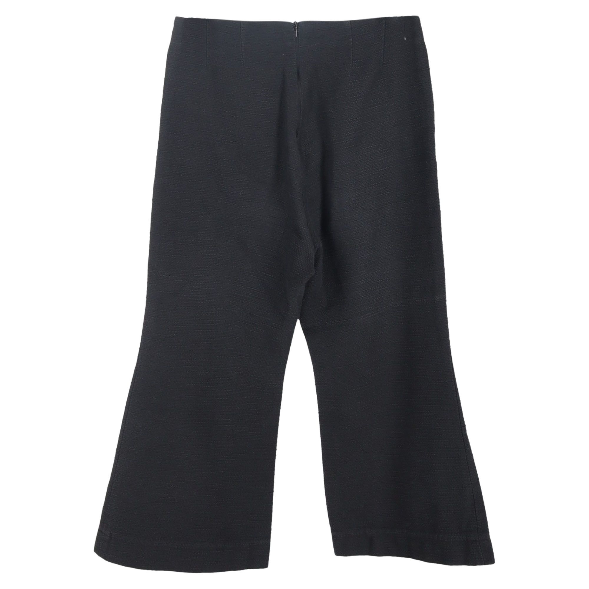 Lisa Marie Fernandez Preloved Cropped Bouclé Flared Pants in Black Cotton