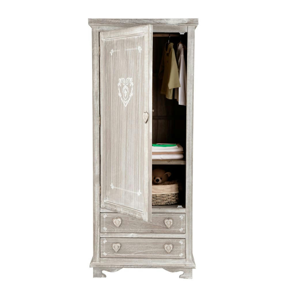 Camille - Armoire en bois de paulownia grisé