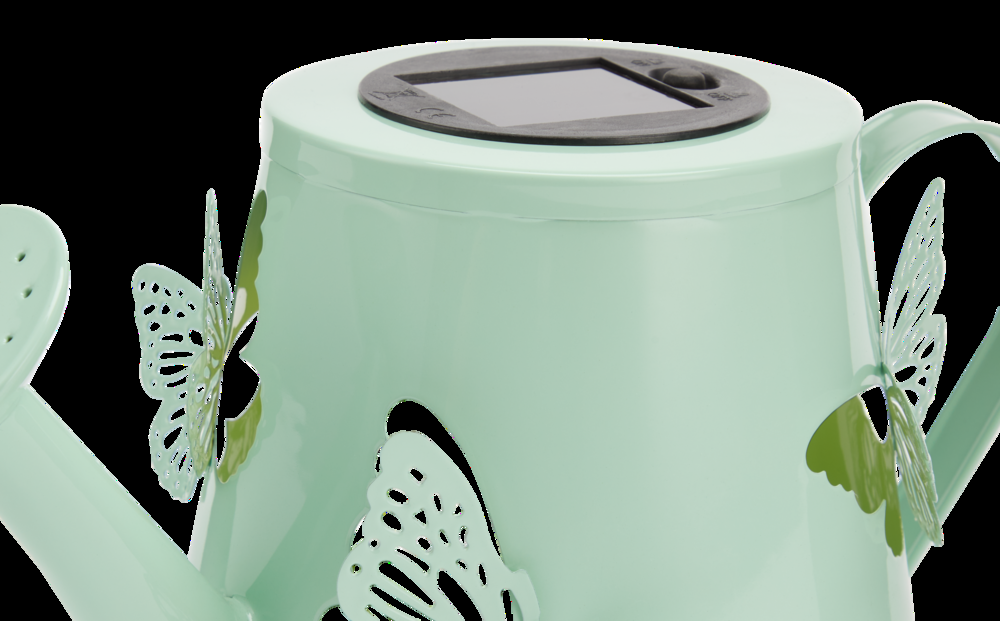 For Living Solar Powered LED Metal Butterfly Watering Can Lantern
