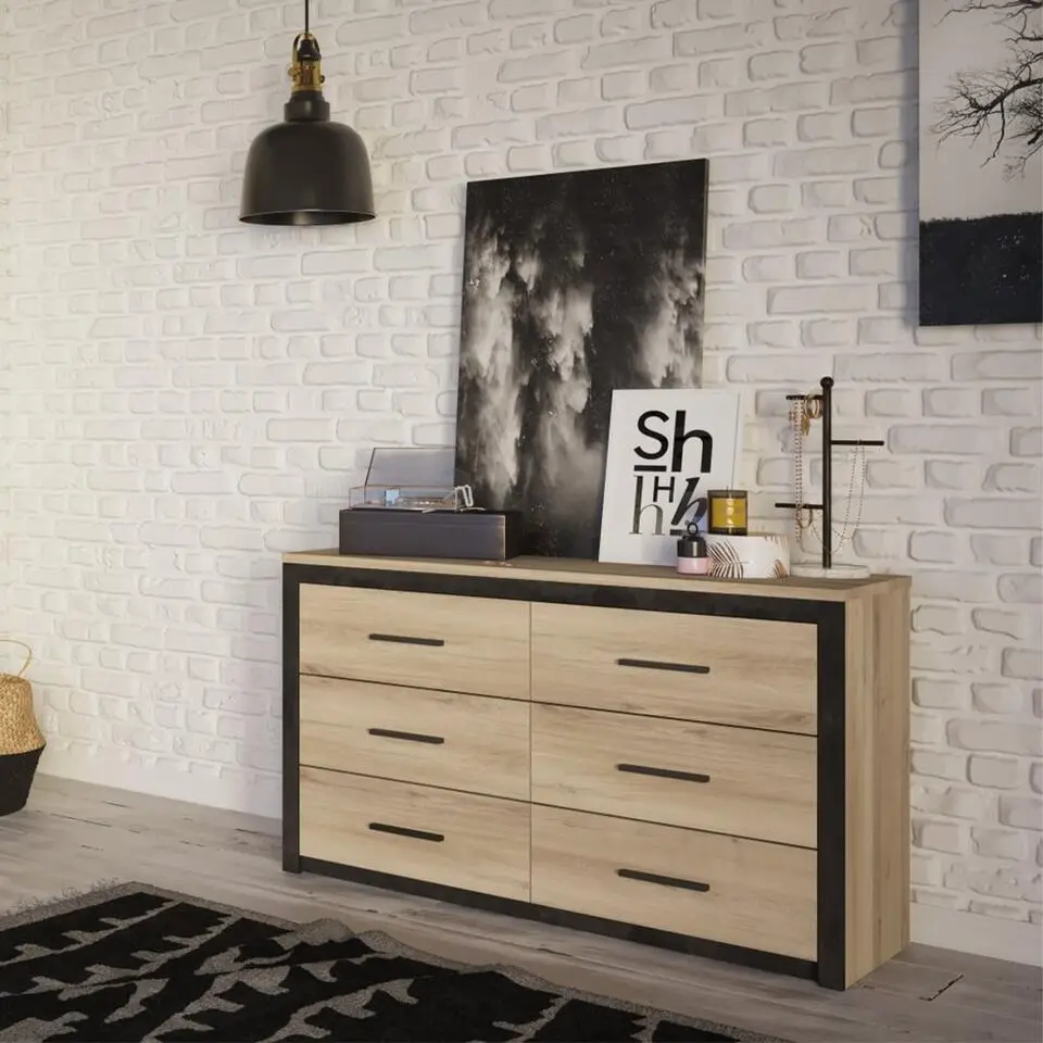 CALICOSY - COLORADO Ladekast met 6 lades - Eiken - 41,8x129,1x77,1 cm