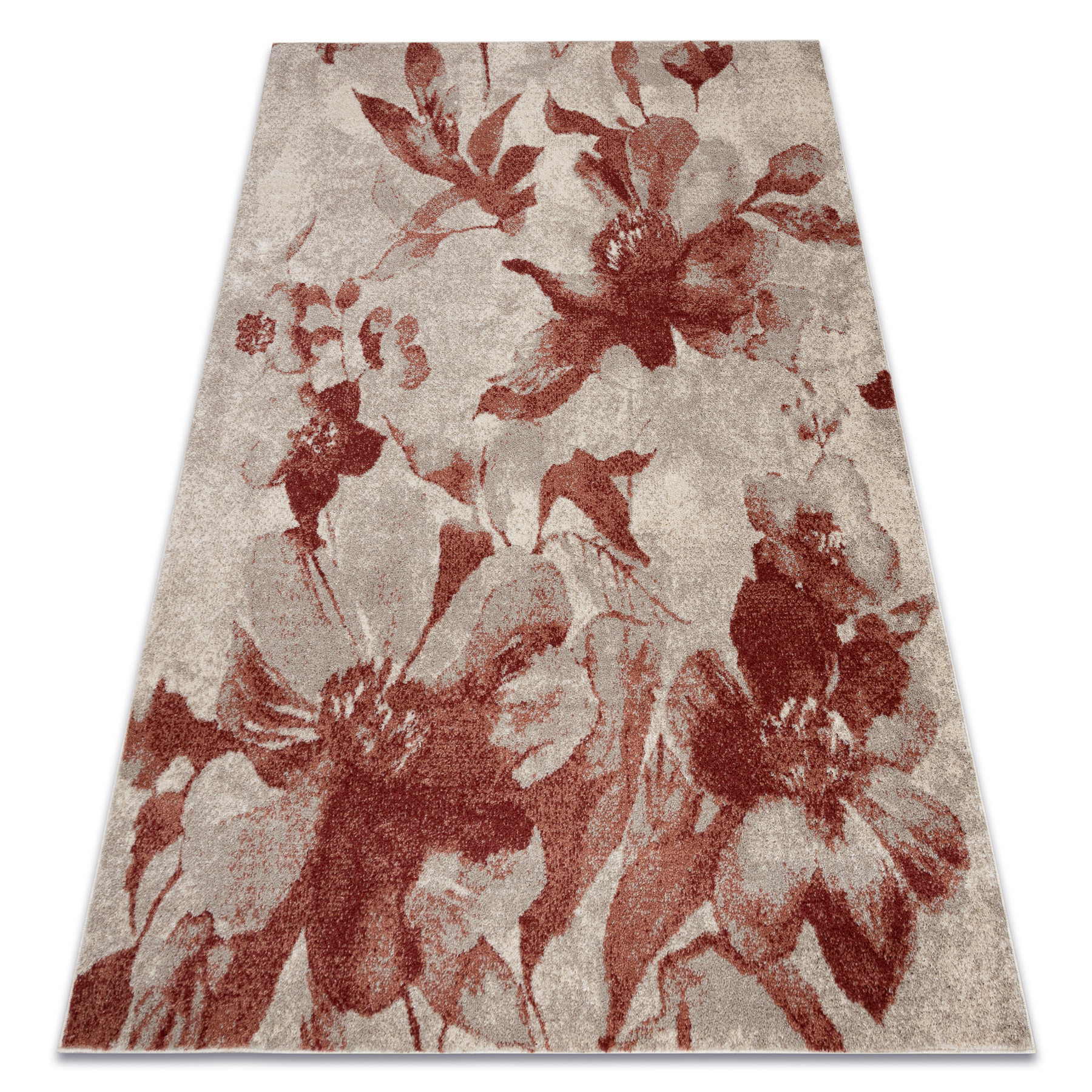 Dywan FUSION 8259 krem / bordo - Kwiaty, nowoczesny, 80x150 cm