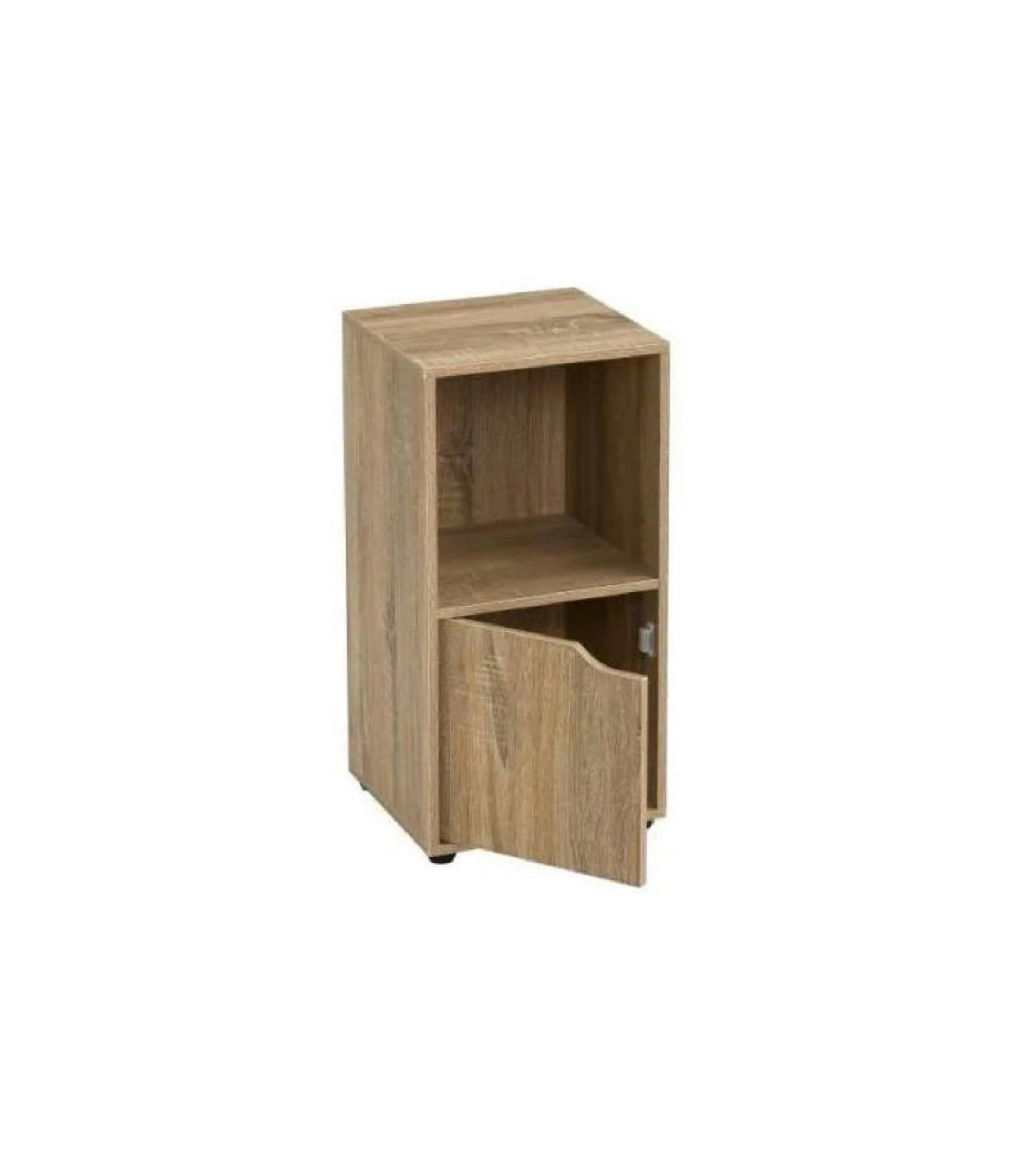 BOIS - Table de chevet en bois avec placard et étagère