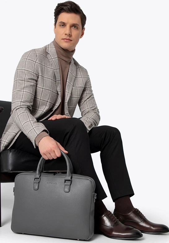 Torba na laptopa 16" z imitacji skóry szara