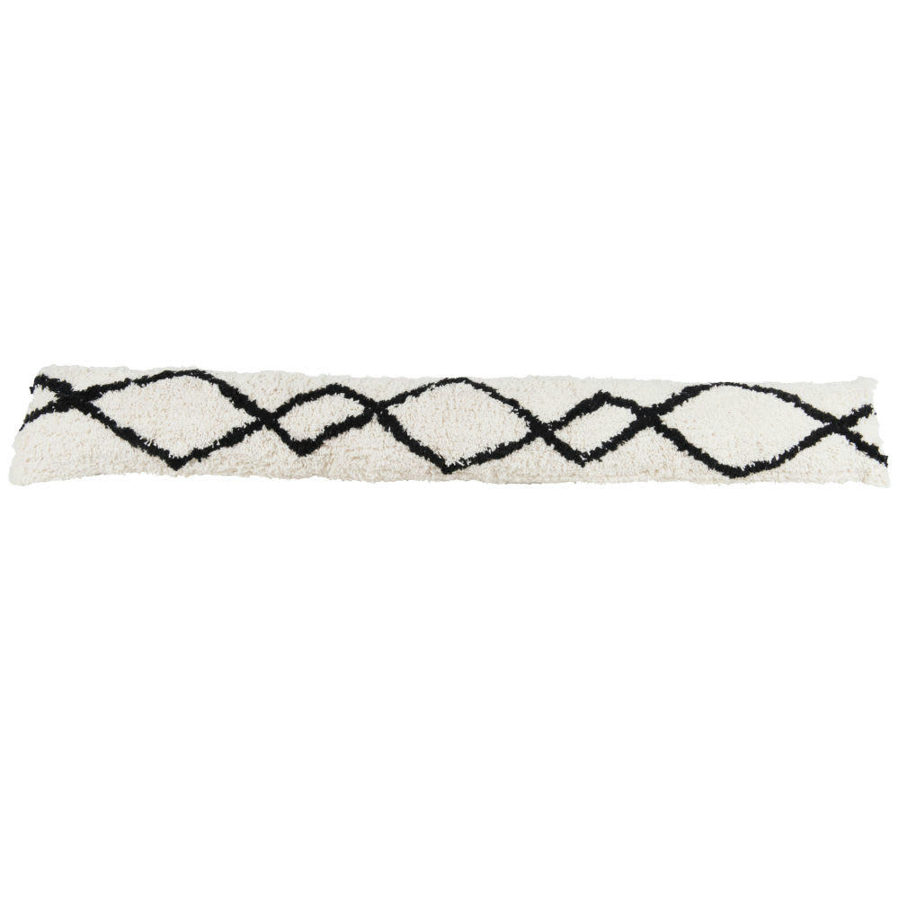 TUFT - Boudin de porte en coton, tufté blanc et noir 90cm