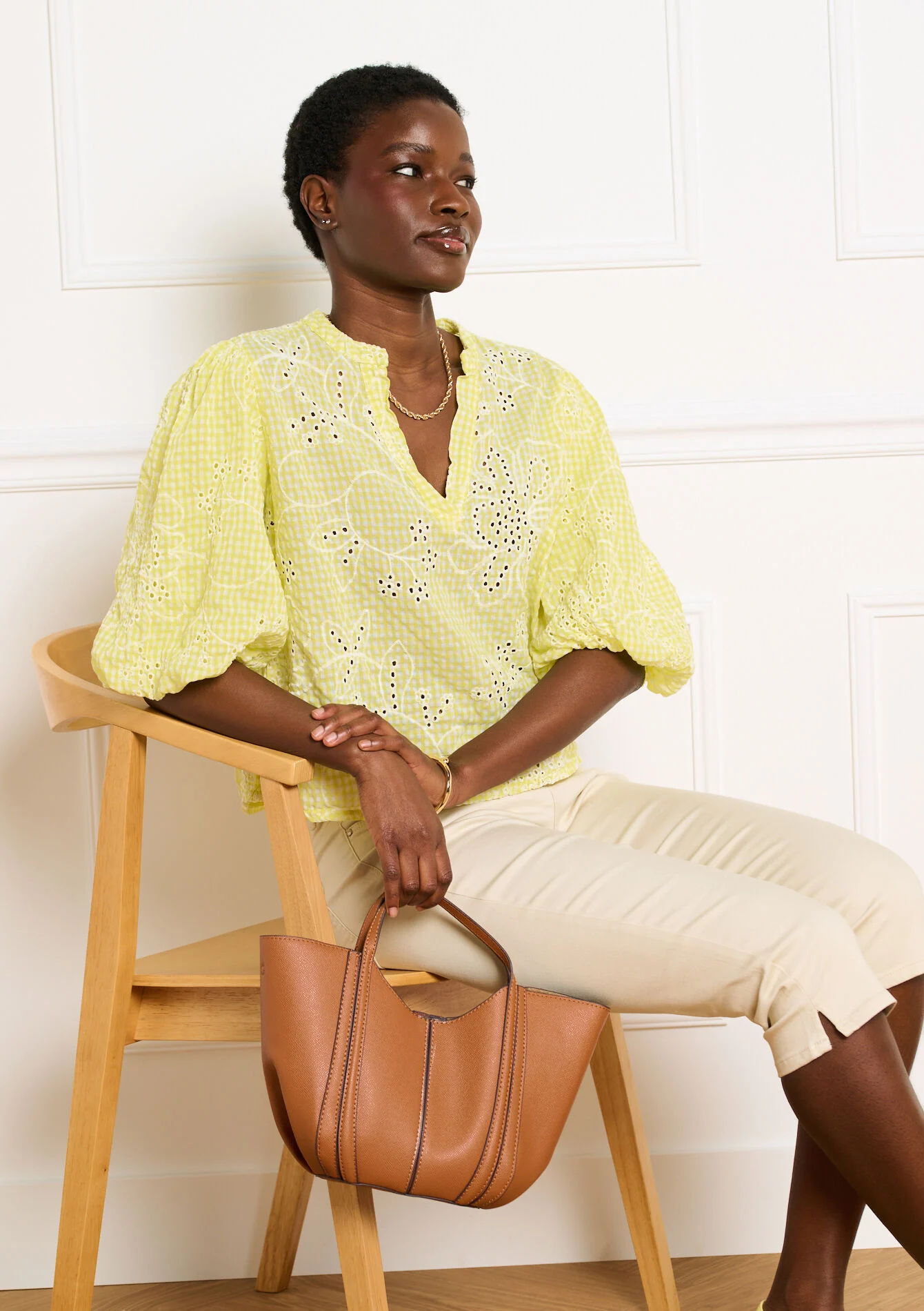 Geborduurde blouse wijde mouwen