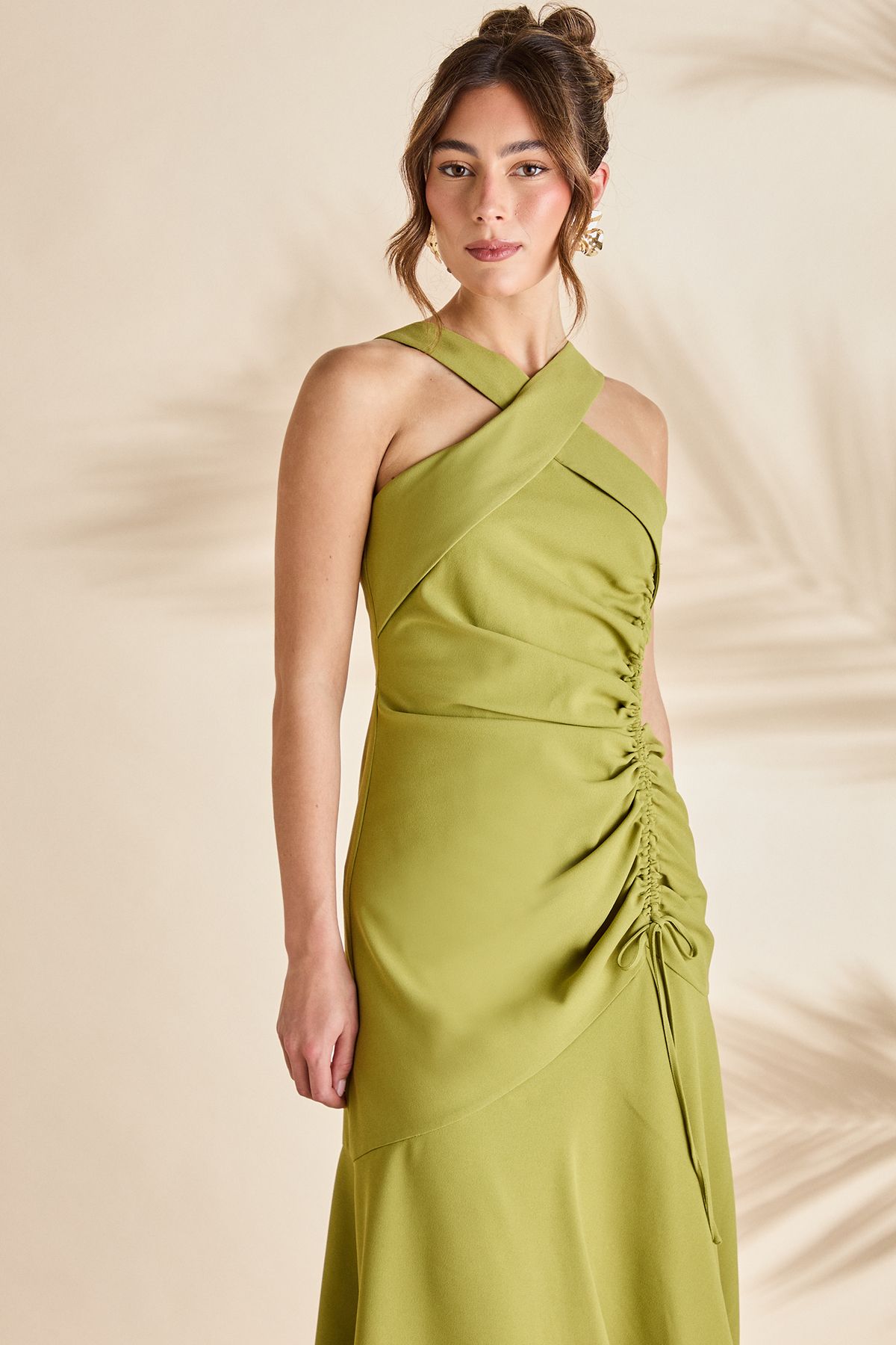 Coast Halter Gathered Side Midi Dress