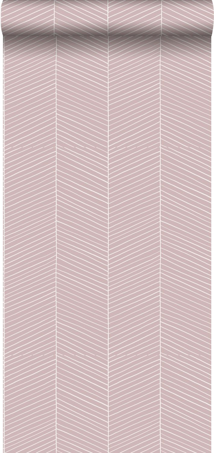 Walls4You behang visgraat-motief roze - 53 cm x 10.05 m - 935322