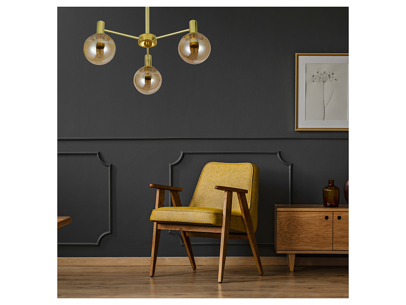 Lampa sufitowa Nicola 3-punktowa stalowa złota