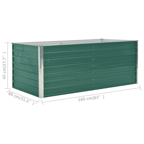 NNEVL Raised Garden Bed 160x80x45 cm Galvanised Steel Green