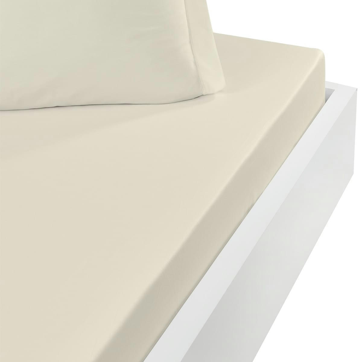 STUDIO - Drap housse en coton bonnet 30cm  ecru 180x200 cm