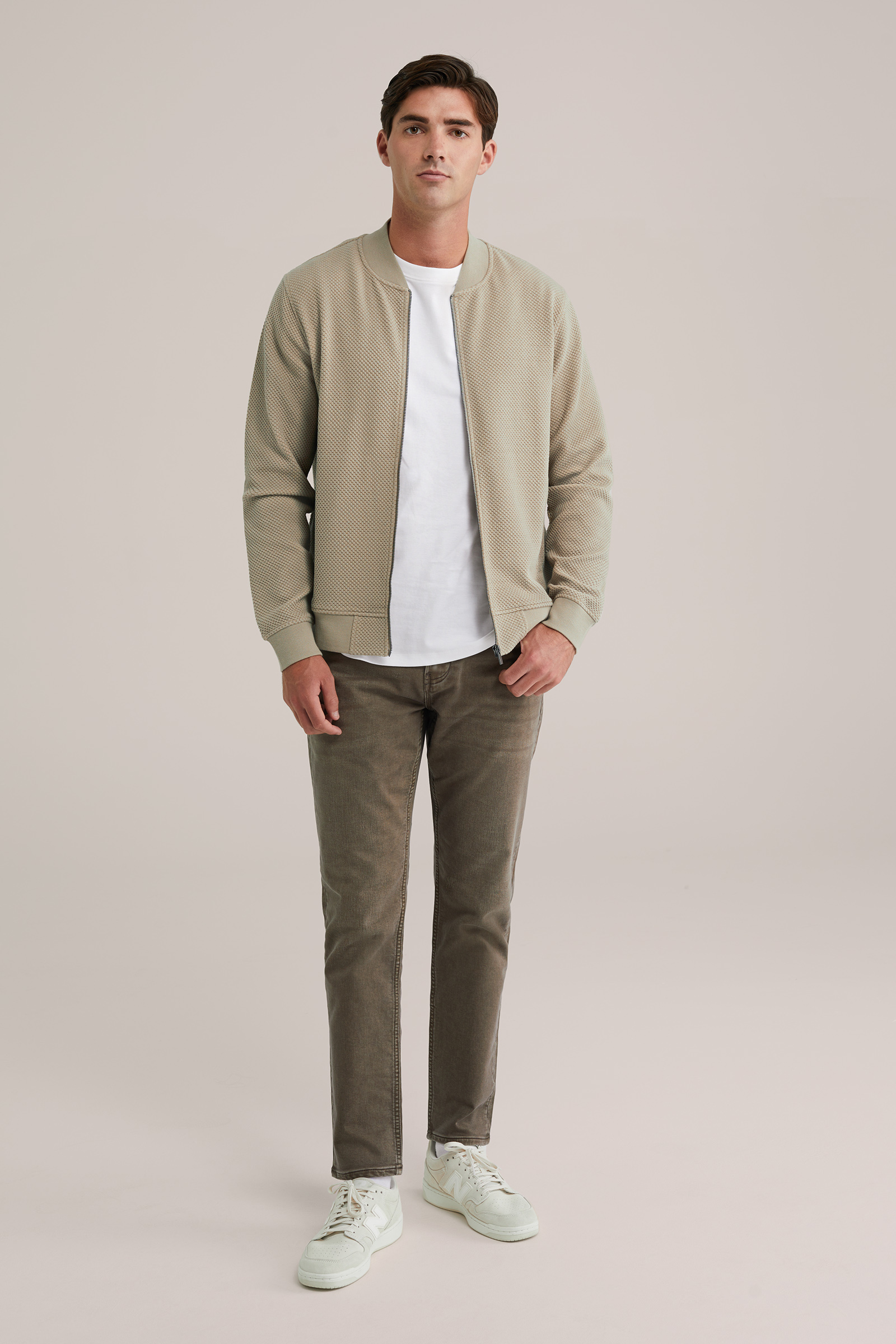 Heren Regular fit bombervest met structuur