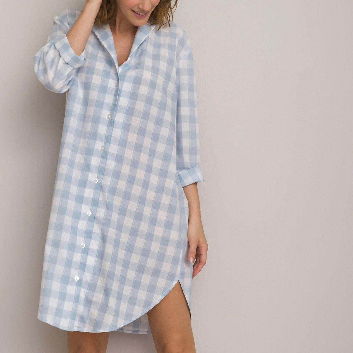 Chemise de nuit forme liquette à carreaux