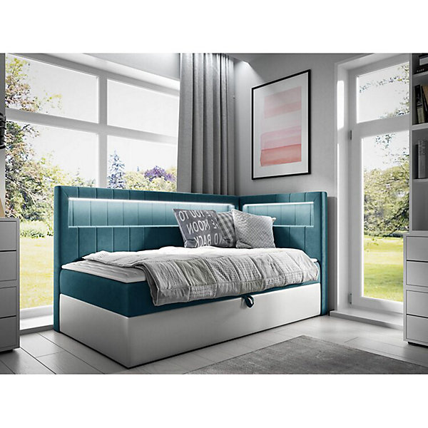 Lit continental Baltimore 172, Unique, Turquoise, Faux cuir