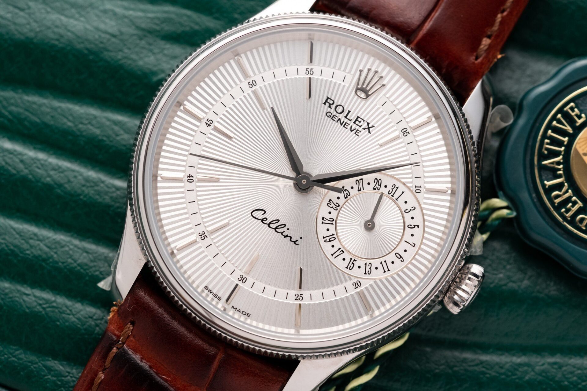 Rolex Cellini 50519 316L Steel White Dial 39mm Leather AAA Replica