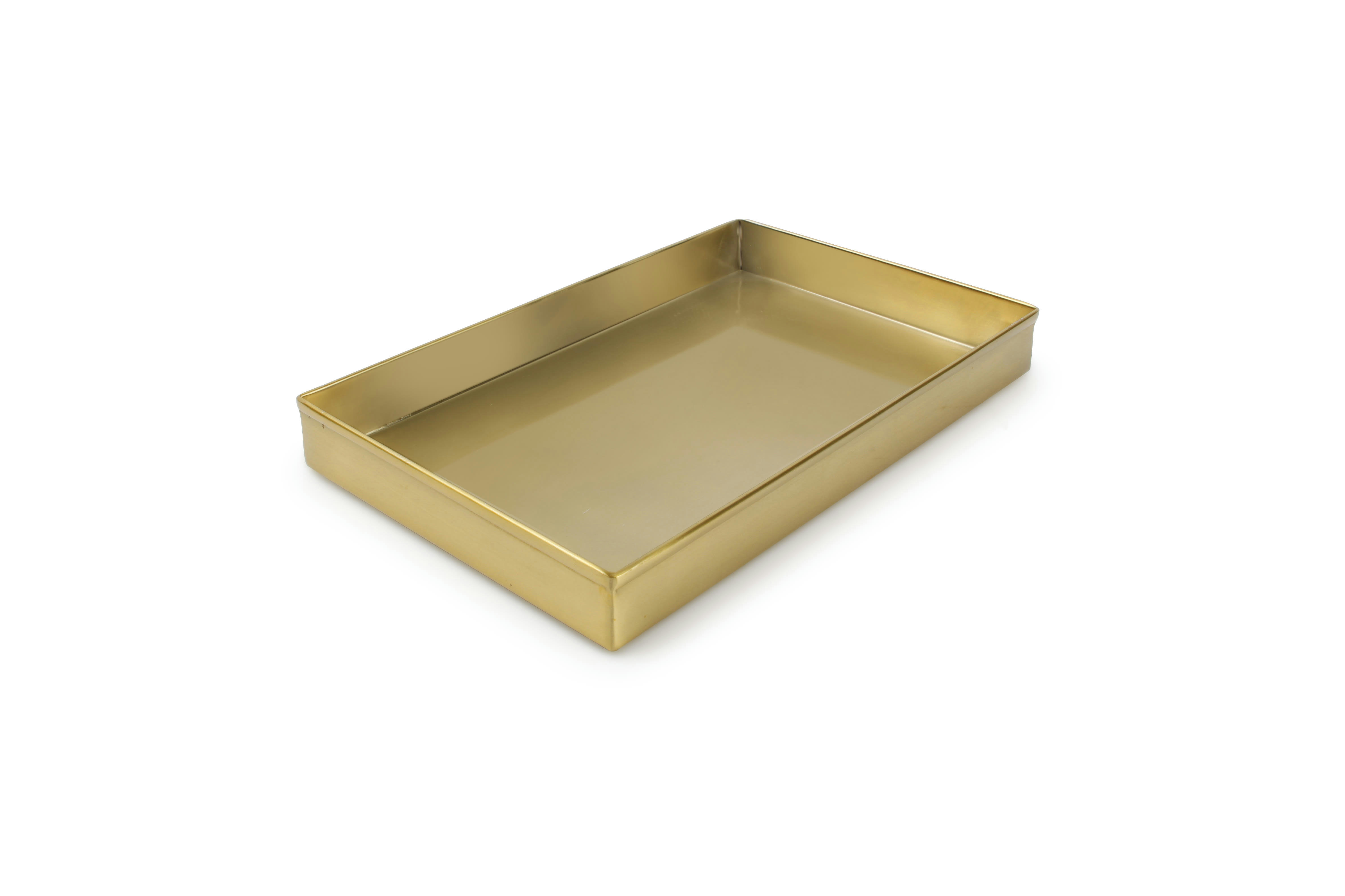 VANITY - Plateau de rangement en inox doré 28x16xH3cm